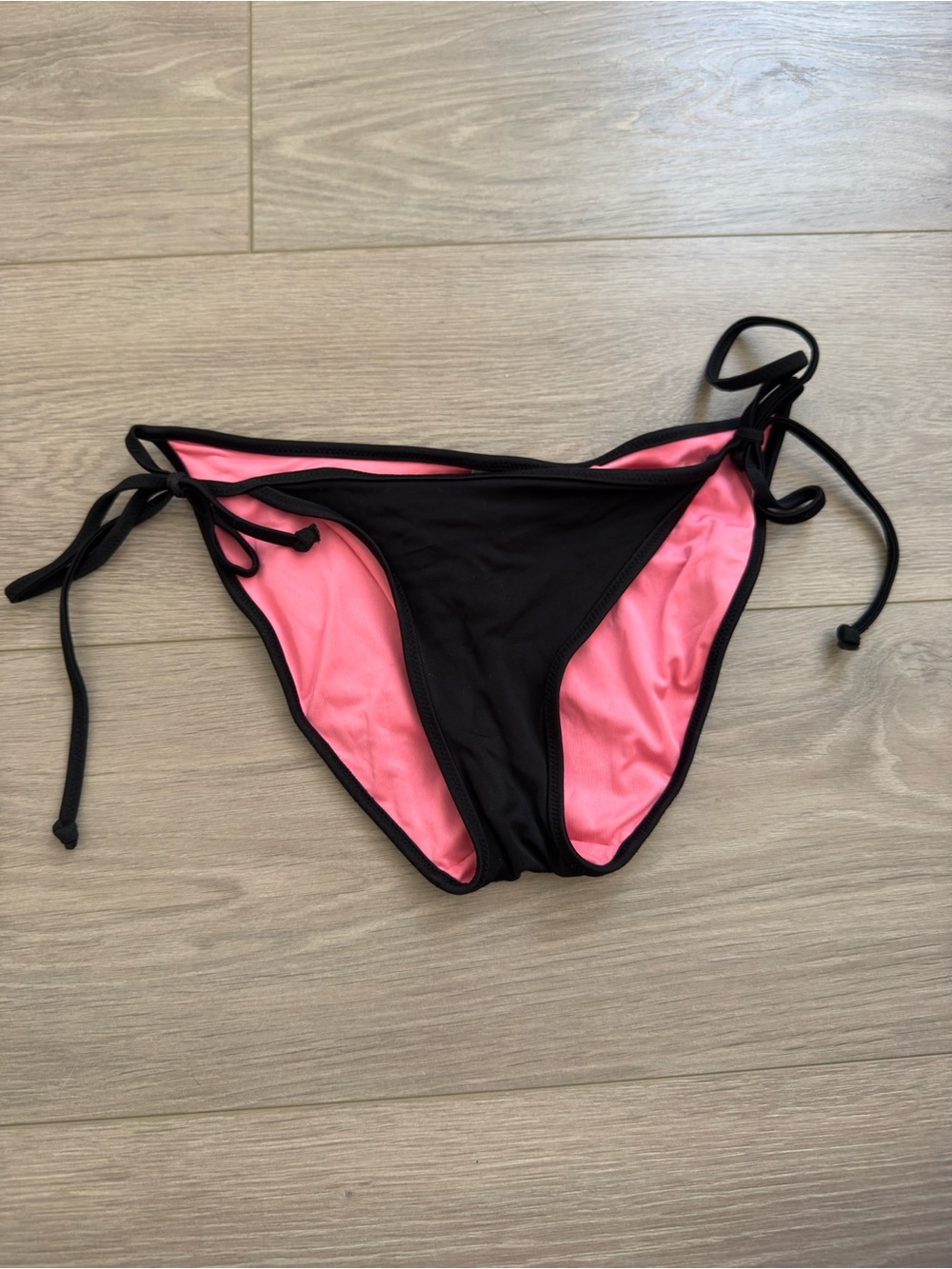 PINK Victoria's Secret Black Bikini Bottom with Pink Lining